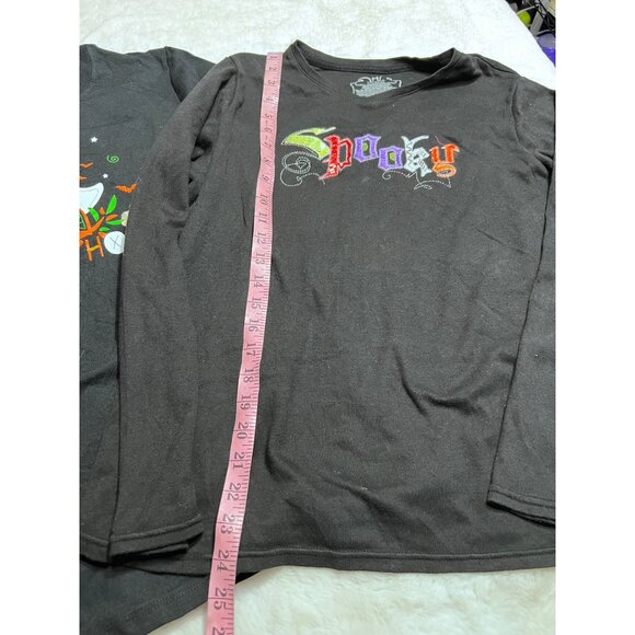 Spooky Halloween long sleeve and short sleeve shirt lot of two women size large - Picture 4 of 7